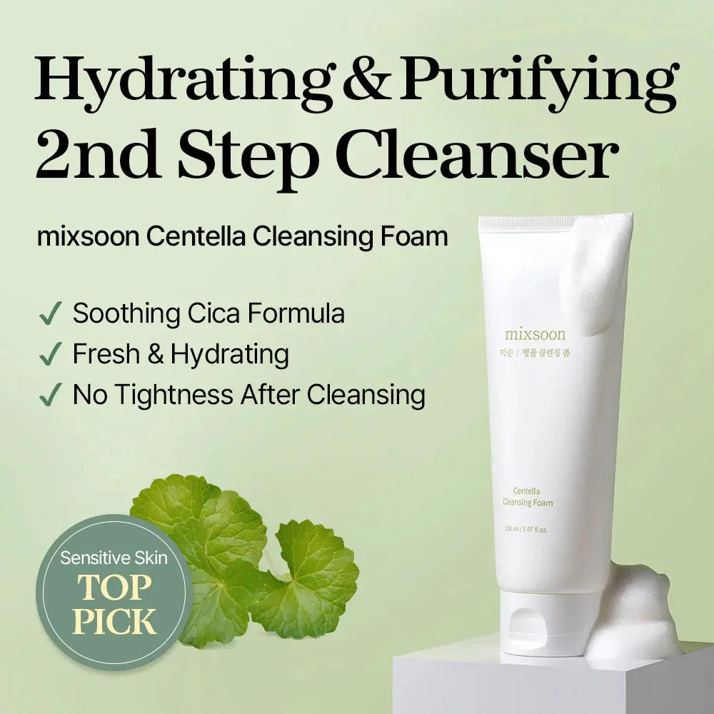 Centella Foam Cleanser - Mixsoon | Nettoyant Moussant Apaisant à la Centella Asiatica Mix soon
