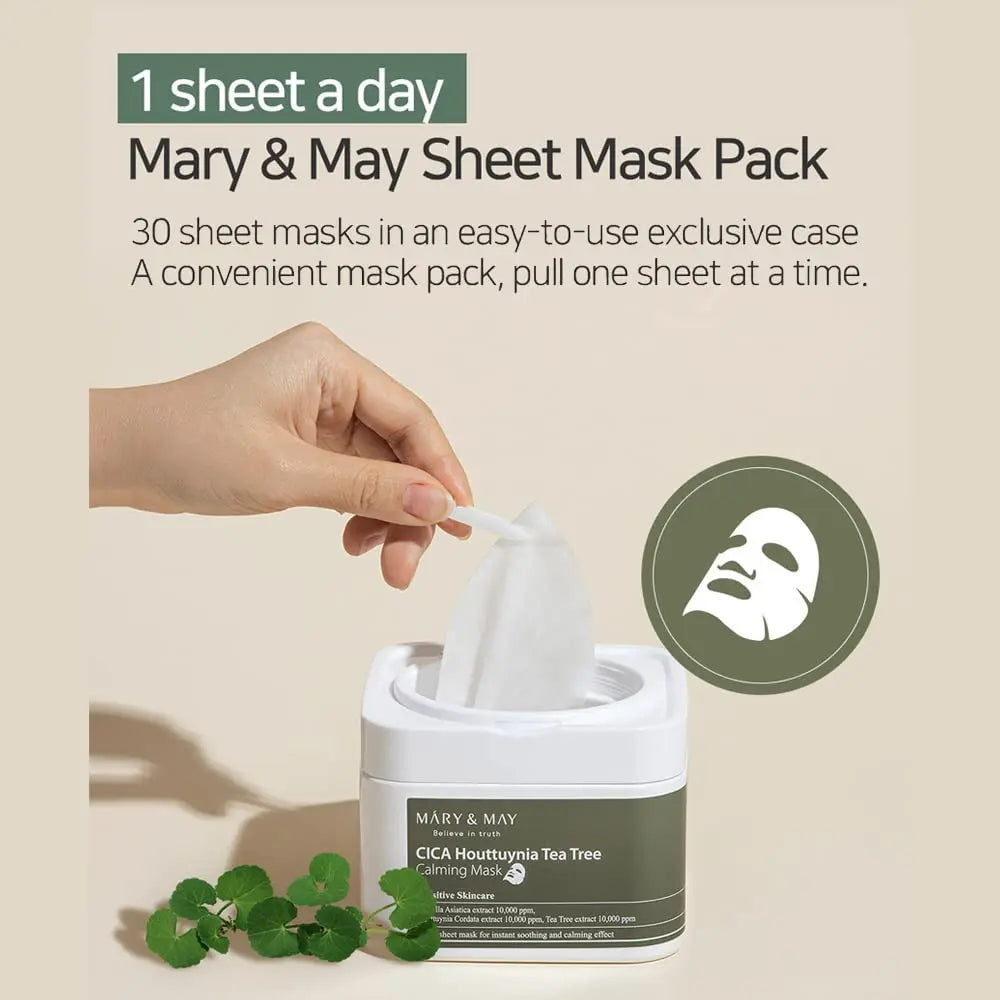 Cica Houttuynia Tea Tree Calming Mask – Mary &amp; May Mary&amp;May